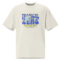 Oversized Wild Tropical Seas faded t-shirt with colorful tropical print, casual fit, and relaxed style.