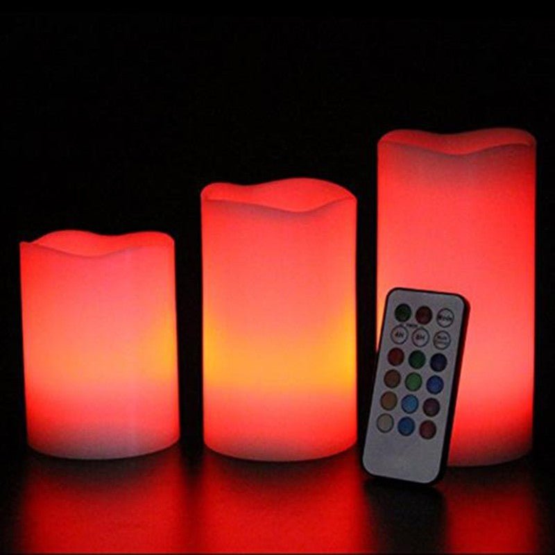 Remote control color-changing plastic candles with adjustable lighting, ideal for decorative ambiance and home decor.
