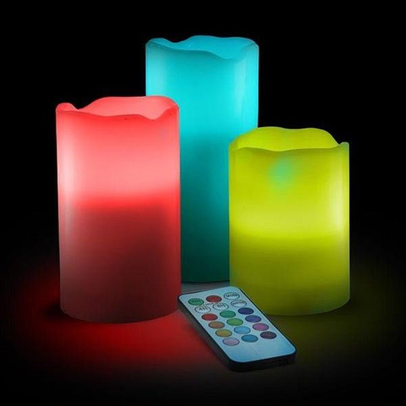 Remote control color-changing plastic candles with adjustable LED lights for ambient lighting and decorative use.