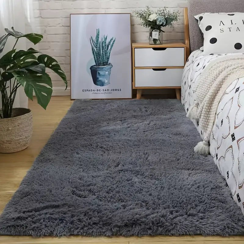Soft square plush rug and decorative throw blanket in 47x63 inches, featuring cozy texture and stylish design for living room decor.