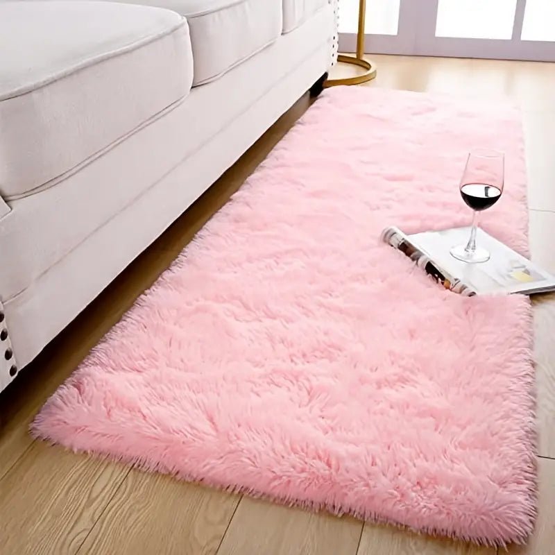 Soft square plush rug and decorative throw blanket in 47x63 inches, featuring cozy textures and stylish design.
