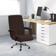 Stretchable non-slip chair cover for home office, made of soft fabric, fits standard chairs, prevents slipping, and protects upholstery.