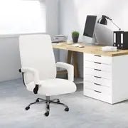 Stretchable non-slip chair cover for home office, made of soft fabric, fits standard chairs, provides a snug, secure fit.
