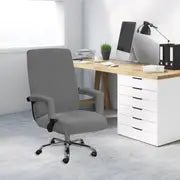 Stretchable non-slip chair cover for home office, made of soft fabric with elastic edges, fits standard chairs securely.