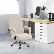Stretchable non-slip chair cover for home office, designed to fit chairs securely and protect furniture with a soft fabric finish.