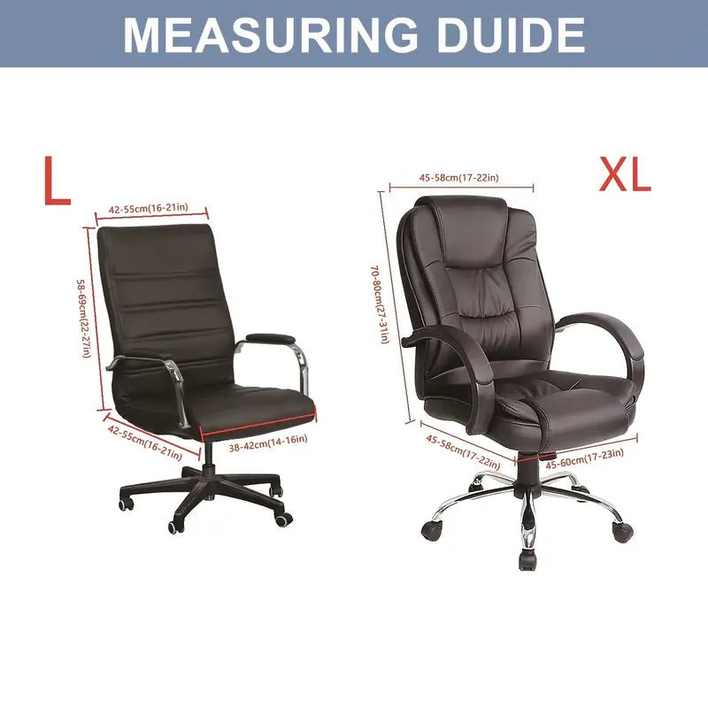 Stretchable non-slip chair cover for home office, made of durable fabric, fits standard office chairs for a sleek look.