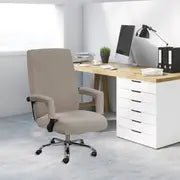 Stretchable non-slip chair cover for home office, made of soft fabric, designed to fit standard chairs and prevent slipping.