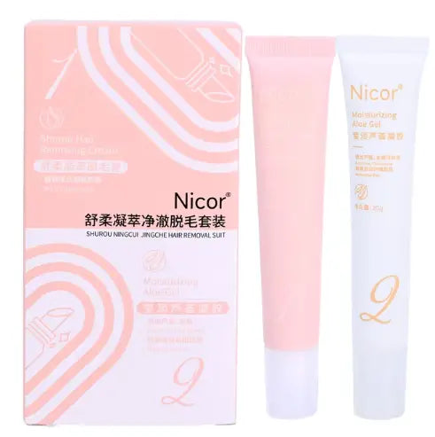 Unisex lip depilatory cream in a white tube with blue accents, designed for quick hair removal on lips and facial areas.