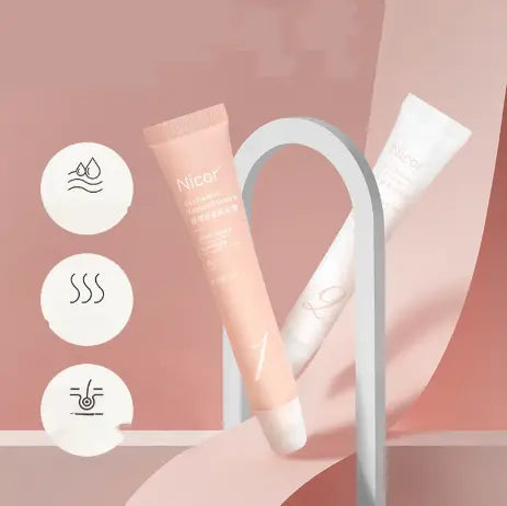 Unisex Lip Depilatory Cream by My Store, showing the tube and application process on the lips.