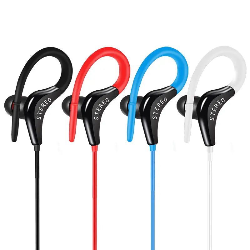Universal in-ear sports headphones with microphone, lightweight design, black color, and inline control, ideal for active use.