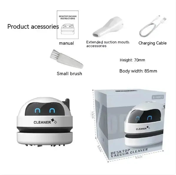USB Electric Desktop Cleaner by My Store, compact handheld device with a brush and vacuum for cleaning keyboard and workspace surfaces.