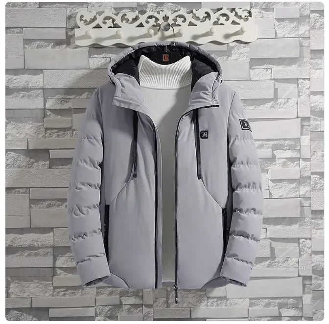 USB heated winter jacket by My Store, showing the insulated outer layer with built-in heating elements and a USB port for warmth.