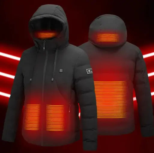USB heated winter jacket by My Store with visible heating elements and cozy insulated design for cold weather warmth.