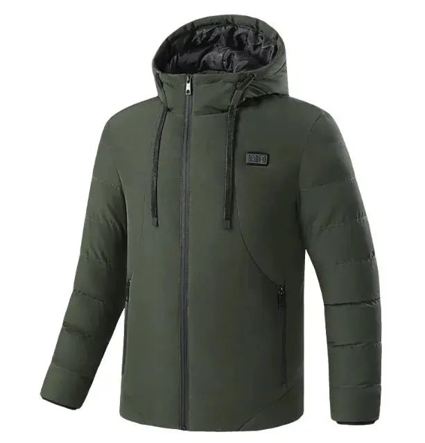 My Store USB heated winter jacket with built-in heating elements and adjustable temperature control for cold weather warmth.