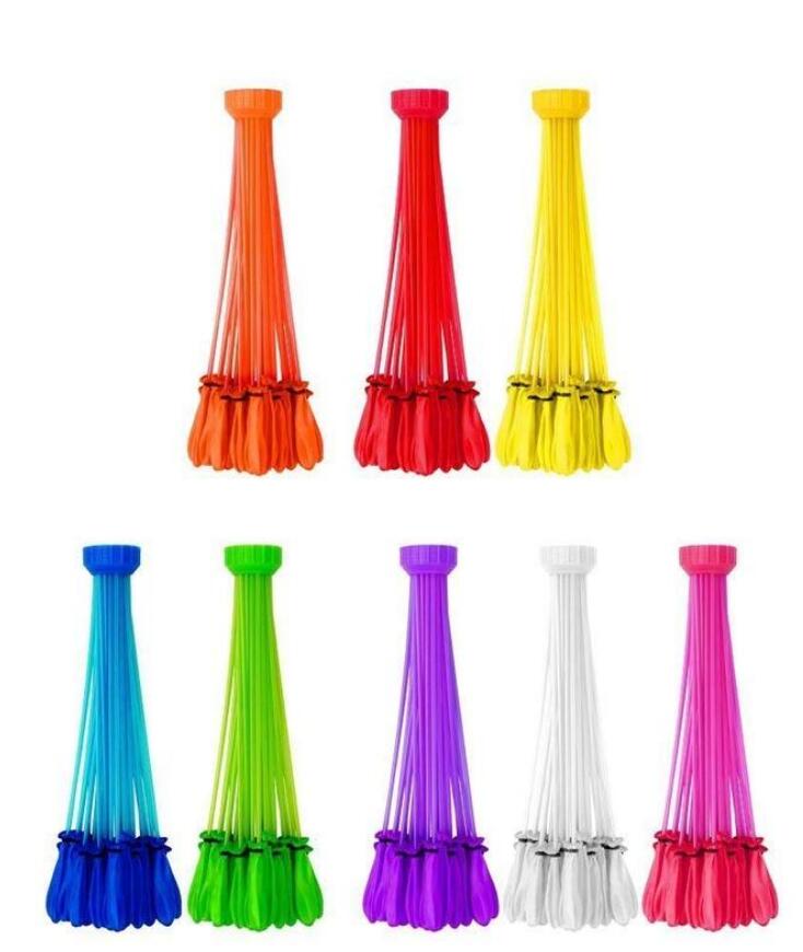 Colorful water balloons with quick fill feature, ready for summer water fights and outdoor fun.