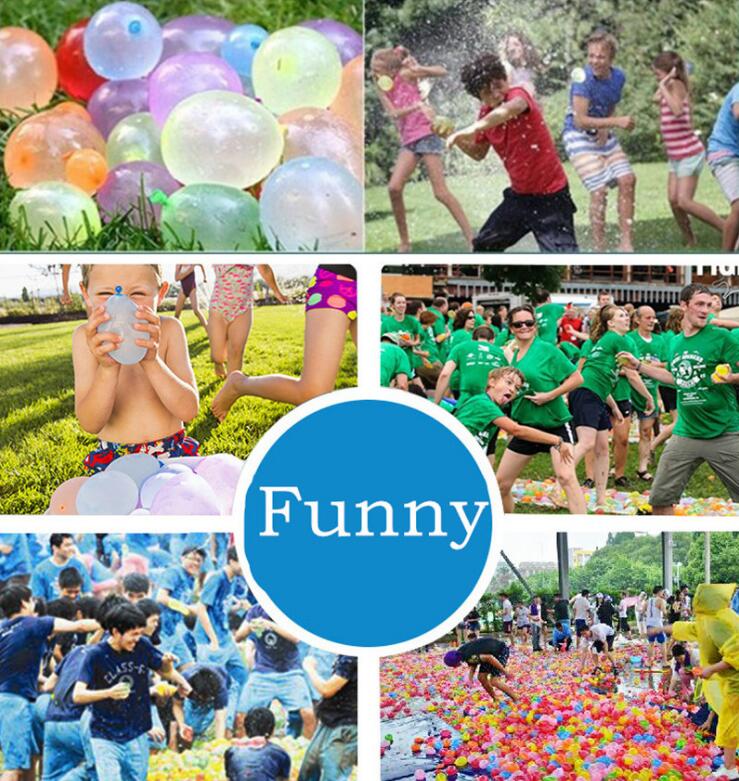 Colorful water balloons with quick fill feature from My Store, ready for outdoor summer fun and water fights.