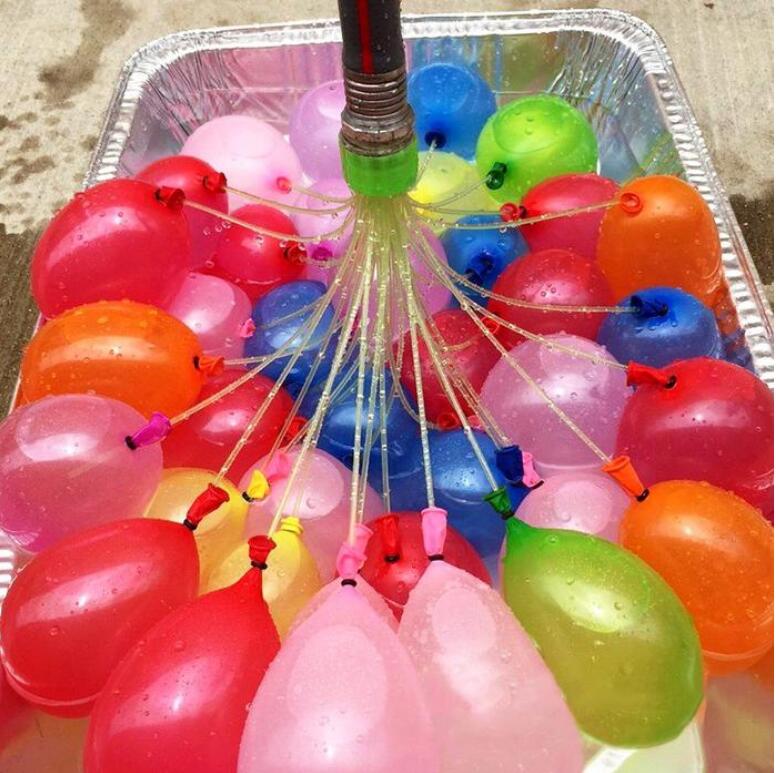 Colorful water balloons with quick fill feature from My Store, ready for summer outdoor fun and water games.