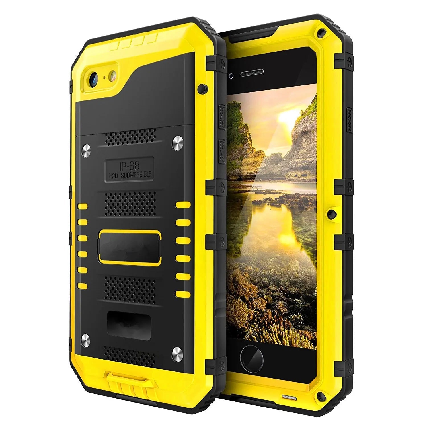 Waterproof case for iPhone 7, 8, 7 Plus, and 8 Plus, providing protection against water, dust, and scratches.