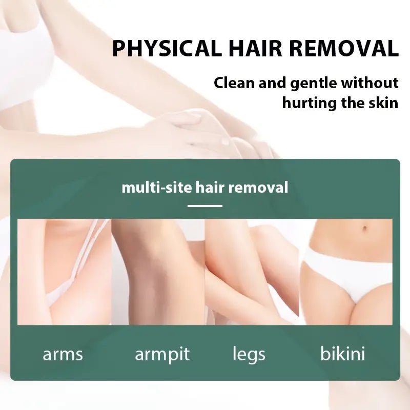 Wax strips for hair removal on face and body, showing the beige strips and application process from My Store.